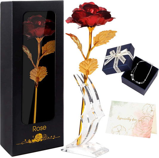 Rosa Eterna, Rosa Sant Jordi Roja Con Base Y Tarjeta De Felicitación, San Valentin Regalos Mujer, Regalos Originales Para Mujer, Caja San Valentin, Regalo De San Valentin Para Mujer Esposa.