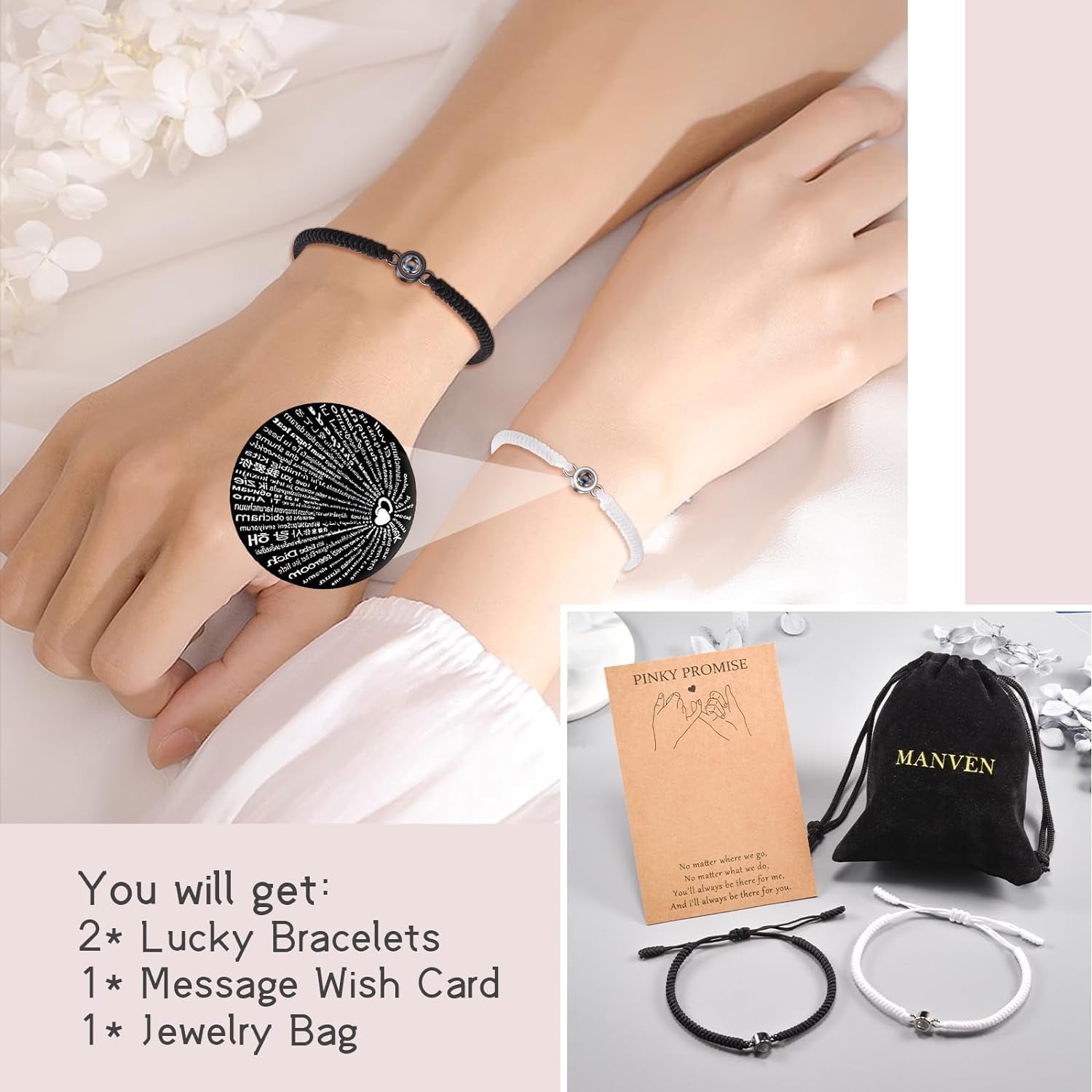 MANVEN Pulsera Para Parejas Regalos Pareja Pulseras De Proyección “Te Quiero” En 100 Idiomas Regalos Para Aniversario De Pareja Regalo Para Novio Novia Mujer Hombre Cumpleaños San Valentín