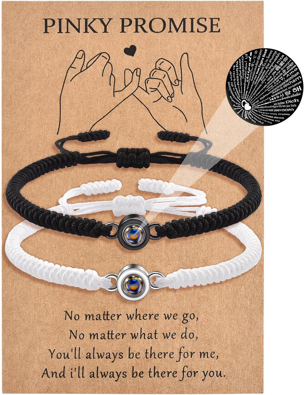 MANVEN Pulsera Para Parejas Regalos Pareja Pulseras De Proyección “Te Quiero” En 100 Idiomas Regalos Para Aniversario De Pareja Regalo Para Novio Novia Mujer Hombre Cumpleaños San Valentín